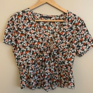 Shein floral bow top
